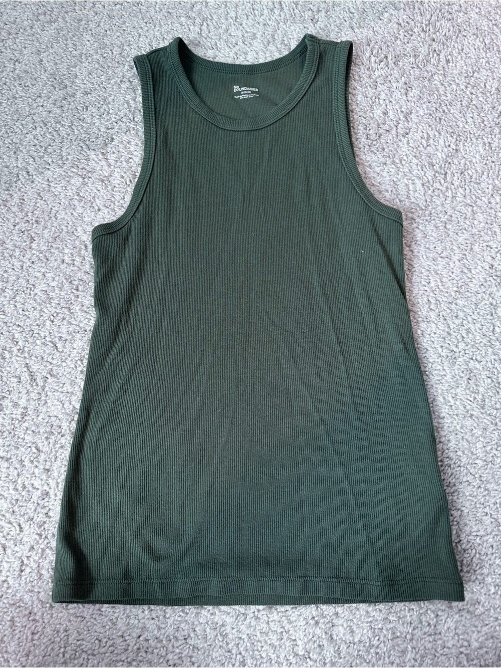 No Boundaries Olive Green Ribbed Tank Top